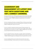 LEADERSHIP AND  MANAGEMENT ATI LATEST 2024  TEST WITH QUESTIONS AND  100% CORRECT ANSWERS.