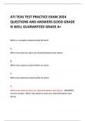 ATI TEAS TEST PRACTICE EXAM 2024  QUESTIONS AND ANSWERS GOOD GRADE  IS WELL GUARANTEED GRADE A+