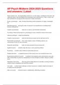 AP Psych Midterm 2024-2025 Questions and answers &vert; Latest 