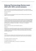 Katzung Pharmacology Review exam 2024 with 100&percnt; correct answers