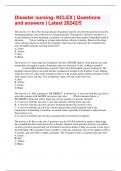 Disaster nursing- NCLEX &vert; Questions and answers &vert; Latest 20242&sol;5