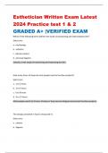Esthetician Written Exam Latest  2024 Practice test 1 & 2 GRADED A+ |VERIFIED EXAM
