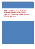 LPN to RN Transitions 5th Edition Harrington Test Bank ISBN:978- 1496382733|Complete Guide A+|100% Correct Answers.