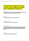 NYSTCE Multi-Subject CST ELA LATEST 2024 COMPLETE EXAM  WITH ANSWERS GRADED A&plus;