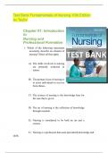 Test Bank Fundamentals of Nursing 10th Edition  by Taylor Chapter 01: Introduction  to  Nursing and  Professional Formation