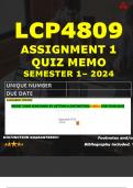 LCP4809 ASSIGNMENT 1 QUIZ MEMO - SEMESTER 1 - 2024 UNISA – DUE DATE: - 2024 (DISTINCTION GUARANTEED!)
