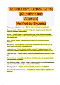 Bio 220 Exam 2 &lpar;2024 &sol; 2025&rpar; &lbrace;Questions and Answers&rcub; &lpar;Verified by Experts&rpar;