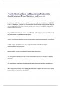 Florida Statutes, Rules, and Regulations Pertinent to Health Insuranc Exam Questions and Answers