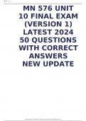 MN 576 UNIT 10 FINAL EXAM (VERSION 1) LATEST 2024  50 QUESTIONS WITH CORRECT ANSWERS  NEW UPDATE