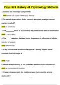 Psyc 375 History of Psychology Midterm Questions with 100% Correct Answers | Updated & Verified