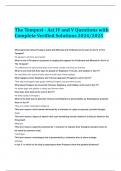 The Tempest - Act IV and V Questions with Complete Verified Solutions 2024/2025