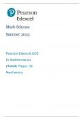 A-Level Edexcel Mathematics Mechanics Mark scheme 2023 / Actual