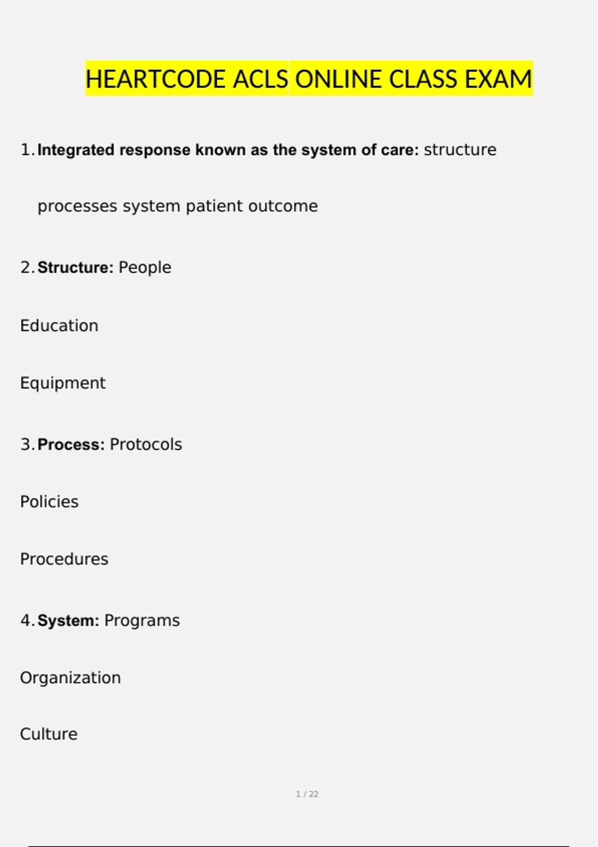 HEARTCODE ACLS ONLINE CLASS EXAM 100% LATEST UPDATE - HEARTCODE ACLS ...