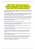 WGU C425 - Healthcare Delivery Systems, Regulation and Compliance Exam With 100% Verified Answers