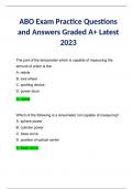 ABO Exam Practice Questions and Answers Graded A+ Latest 2023