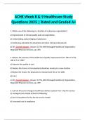 ACHE Week 8 & 9 Healthcare Study Questions 2023 | Rated and Graded A+