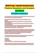 HESI Prep - Health Assessment Practice Questions and Answers 2024/2025 (Verified Answers)