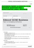 [BUSINESS] PAPER 1A EDEXCEL GCSE BUSINESS QUESTION ONLY – INVESTIGATING SMALL BUSINESS