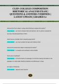 CLEP: COLLEGE COMPOSITION  RHETORICAL ANALYSIS EXAM |  QUESTIONS & ANSWERS (VERIFIED) |  LATEST UPDATE | GRADED A+ 