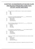 CHAPTER 18 DISORDERS OF BLOOD FLOW  AND BLOOD PRESSURE EXAM TEST  (STUDY GUIDE 2023-2024)