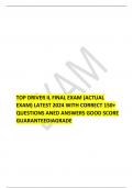 TOP DRIVER IL FINAL EXAM (ACTUAL EXAM) LATEST 2024 WITH CORRECT 150+ QUESTIONS ANED ANSWERS GOOD SCORE GUARANTEEDIAGRADE 