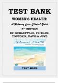 Test Bank for Women's Health: A Primary Care Clinical Guide 5th Edition By: Schadewald, Pritham, Youngkin, Davis and Juve ISBN 9780135659663 Chapter 1-26 Complete Guide.