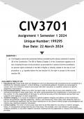 CIV3701 Assignment 1 &lpar;ANSWERS&rpar; Semester 1 2024 &lpar;199295&rpar;- DISTINCTION GUARANTEED