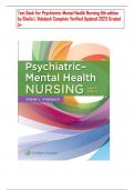 Test Bank For Psychiatric-Mental Health Nursing 8th edition by Sheila L. Videbeck Complete Verified Updated 2023 Graded A+