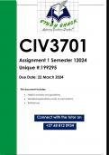 CIV3701 Assignment 1 &lpar;QUALITY ANSWERS&rpar; Semester 1 2024