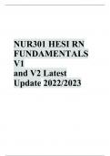 NUR301 HESI RN FUNDAMENTALS V1 and V2 Latest Update  With Complete Verified Solutions