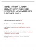 GEORGIA SOUTHERN-GA HISTORY  LEGISLATIVE EXEMPTION EXAM 2024  QUESTIONS AND ANSWERS&comma; GOOD SCORE  IS GUARANTED GRADE A&plus;