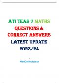 ATI TEAS 7 MATH QUESTIONS AND CORRECT ANSWERS LATEST UPDATED 2023/2024