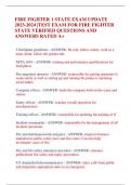FIRE FIGHTER 1 STATE EXAM UPDATE  2023-2024 &vert;TEST EXAM FOR FIRE FIGHTER STATE VERIFIED QUESTIONS AND ANSWERS RATED A&plus;