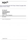    AQA A-level GEOGRAPHY 7037/2 Paper 2 Human Geography Mark scheme Version: 1.0 Final