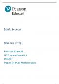 2023  A-level Edexcel Mathematics PURE MATHS paper 1 mark scheme(answers)