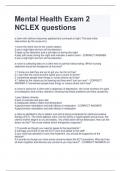 Mental Health Exam 2 NCLEX QUESTIONS WITH SOLUTIONS