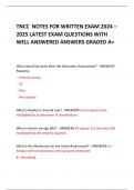 TNCC NOTES FOR WRITTEN EXAM 2024 &ndash; 2025 LATEST EXAM QUESTIONS WITH  WELL ANSWERED ANSWERS GRADED A&plus;