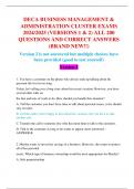 DECA BUSINESS MANAGEMENT &  ADMINISTRATION CLUSTER EXAMS  2024&sol;2025 &lpar;VERSIONS 1 & 2&rpar; ALL 200  QUESTIONS AND CORRECT ANSWERS  &lpar;BRAND NEW&excl;&excl;&rpar;