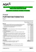 AQA A-LEVEL FURTHER MATHEMATICS 7367/1 PAPER 1 FINAL EXAM QUESTION PAPER (AUTHENTIC MARKING SCHEME ATTACHED).