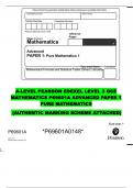 A-LEVEL PEARSON EDEXEL LEVEL 3 GCE MATHEMATICS P69601A ADVANCED PAPER 1 PURE MATHEMATICS  (AUTHENTIC MARKING SCHEME ATTACHED)