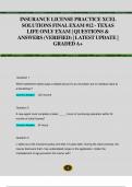 INSURANCE LICENSE PRACTICE XCEL  SOLUTIONS FINAL EXAM &num;12 - TEXAS  LIFE ONLY EXAM &vert; QUESTIONS &  ANSWERS &lpar;VERIFIED&rpar; &vert; LATEST UPDATE &vert;  GRADED A&plus; 