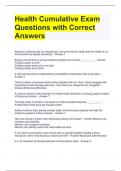 Health Cumulative Exam Questions with Correct Answers 