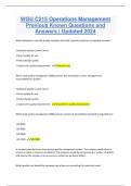 WGU C215 Operations Management Previous Known Questions and Answers | Updated 2024