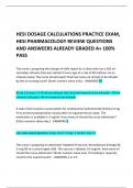 HESI DOSAGE CALCULATIONS PRACTICE EXAM,  HESI PHARMACOLOGY REVIEW QUESTIONS  AND ANSWEERS ALREADY GRADED A+ 100% PASS   