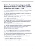 Unit 1. Pesticide Use in Virginia, Unit 2: Principles of Pest Control, Unit 3: Exam Questions And Answers 2024
