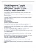 MDARD Commercial Pesticide Applicator Exam&colon; Aquatic Pest Management &lpar;Category 5&rpar; Exam Questions And Answers 2024