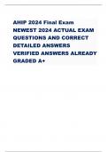AHIP 2024 Final Exam NEWEST 2024 ACTUAL EXAM QUESTIONS AND CORRECT DETAILED ANSWERS VERIFIED ANSWERS ALREADY GRADED A+,