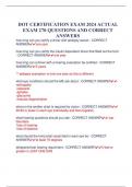 DOT CERTIFICATION EXAM 2024 ACTUAL  EXAM 270 QUESTIONS AND CORRECT  ANSWERS