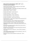 BTEC HEALTH AND SOCIAL CARE- UNIT 1 LA A PHYSICAL DEVELOPMENT