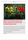 NR509 Final TD Study Guide Exam Review Questions (73 Terms) with Certified Answers 2024. 